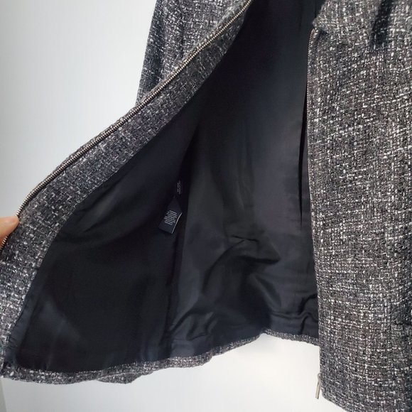 Vintage Women's Wool Blazer Jacket Zip Up Woven Knit Grey White Tweed JONES NY - Picture 8 of 10
